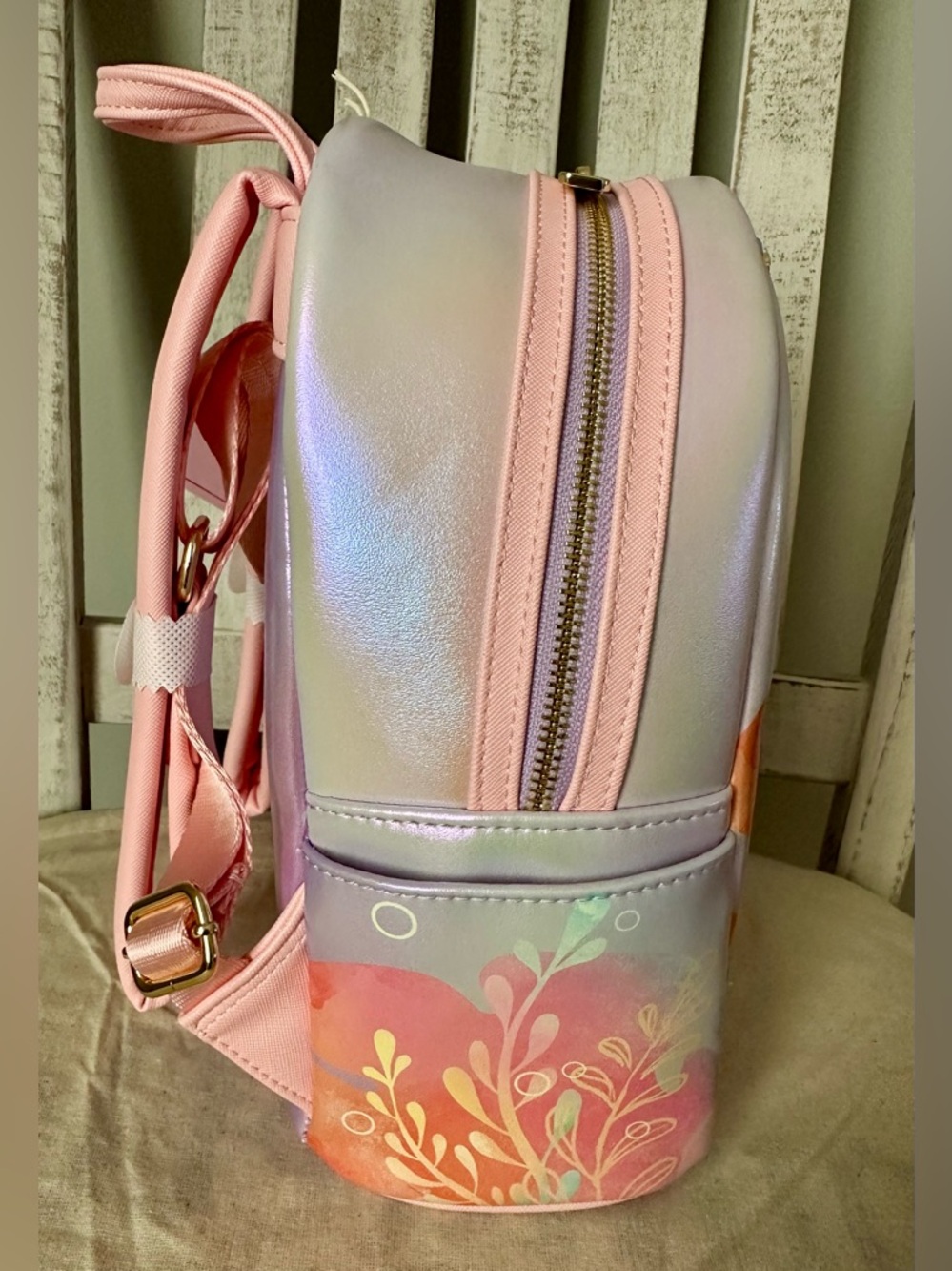 Loungefly x Disney Little Mermaid Ariel Soft Floral Mini Backpack & Flap Wallet - Picture 10 of 14
